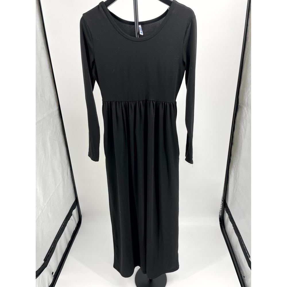 Dearcase Fit & Flare Dress Womens Medium Black Long‎ Sleeve Round Neck Pullover